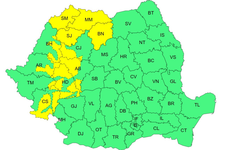 Vreme neprielnică în cea mai mare parte a țării. ANM a publicat coduri galbene pentru precipitații, ninsoare, furtuni de zăpadă și vânt puternic. Când se va îmbunătăți vremea.