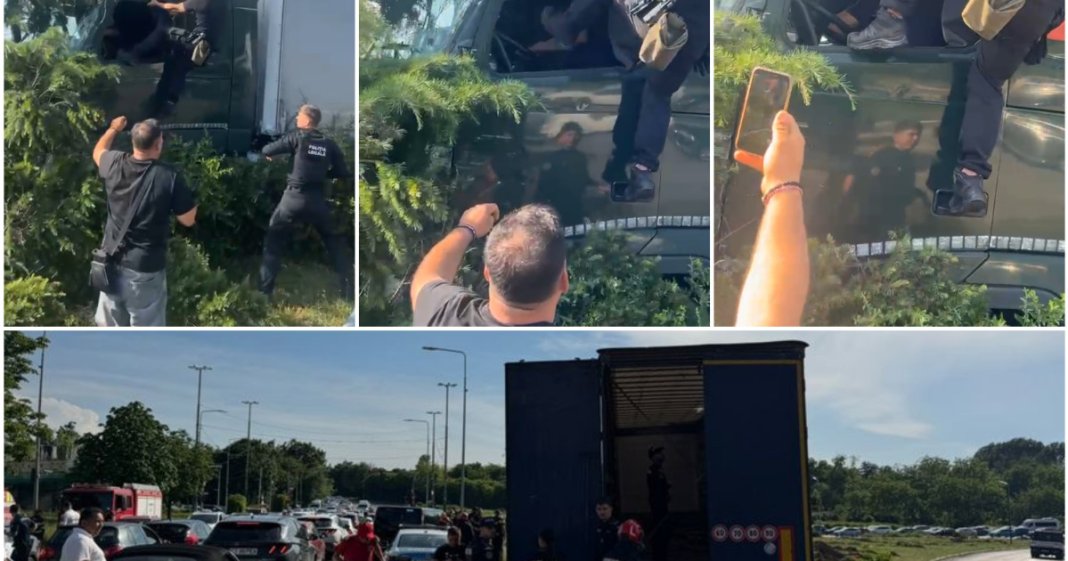 Polițiștii locali au utilizat spray lacrimogen și l-au agresat pe conducătorul TIR-ului care a scăpat de sub...