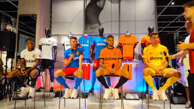 FCSB a dezvăluit noile uniforme » Multe surprize: tricouri în nuanțe portocalii și tipografia „Dracula”